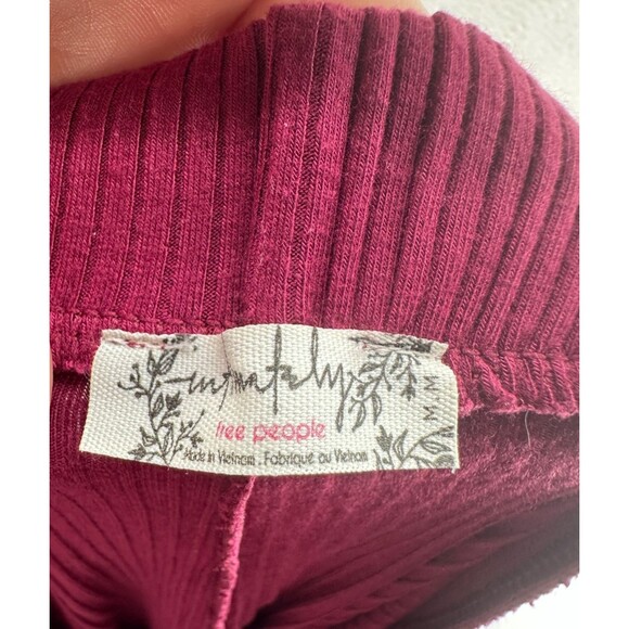 Intimately Free People Golden Hour Set Size M Skirt Crop Top Maroon Ribbed Twist - Picture 11 of 13